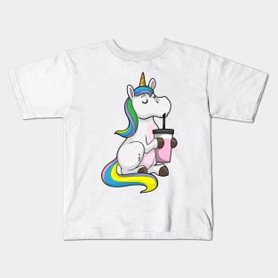 Unicorn with Bubble Tea Kids T-Shirt